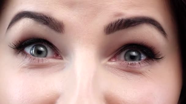 Vue imprenable sur une fille aux yeux bleus. Gros plan — Video