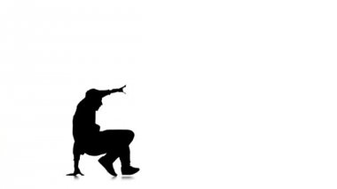 Beyaz, siluet, yavaş çekim de talanted dansçı dans breakdance