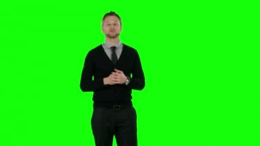 Bir şey stüdyoda sunulması iş adamı. Yeşil