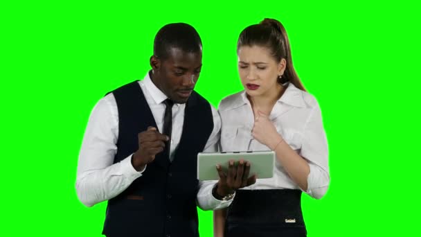 Businessmen brokers. Loss. Green screen — Stock Video