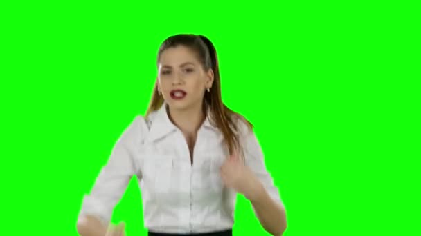 Geschäftsfrau läuft. Green Screen — Stockvideo