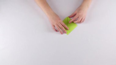 Kağıt kurbağa. Origami. Beyaz. Zaman atlamalı