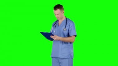 Doktor not alır. Yeşil ekran