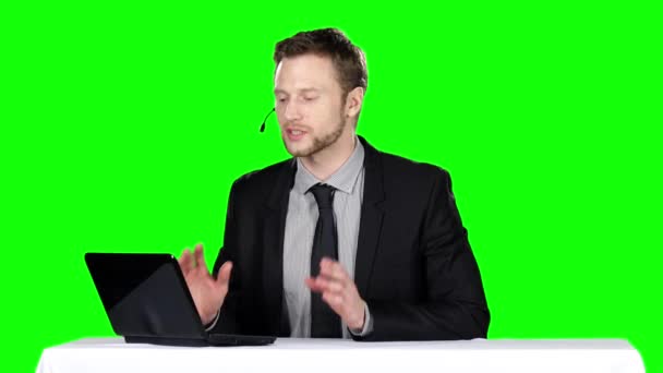 Callcenter-Betreiber. Green Screen — Stockvideo