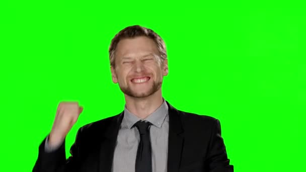 Zufriedene Geschäftsleute, die in die Kamera lächeln. Green Screen — Stockvideo