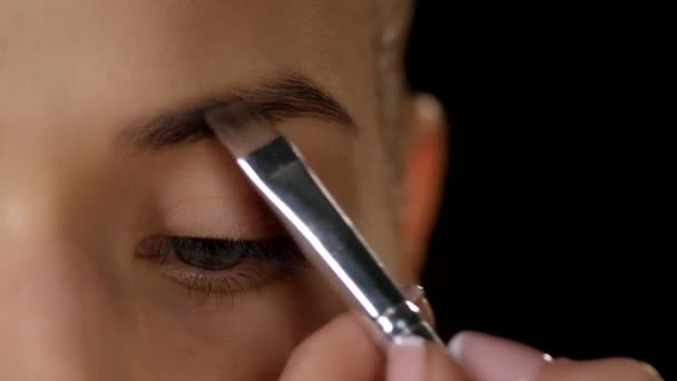 Benadruk wenkbrauwen. Make-up. Close-up — Stockvideo