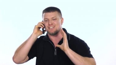 Telefonda konuşuyorum. Beyaz. Yavaş çekim