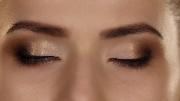 Makeup. Professionell makeup. Närbild — Stockvideo
