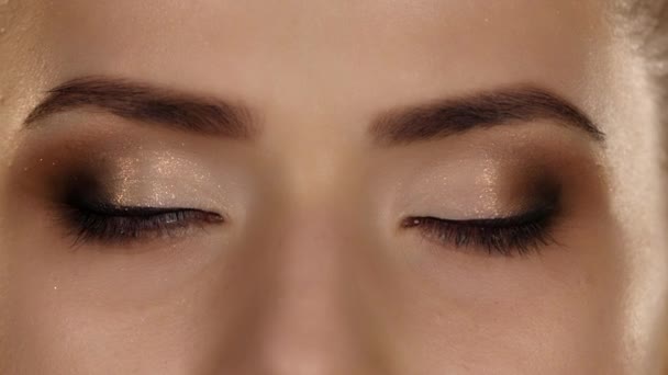 Maquillaje. Maquillaje profesional. Primer plano. — Vídeos de Stock