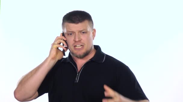 Aggressives Telefonieren. weiß. Zeitlupe — Stockvideo