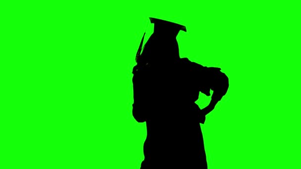 Absolvent des Tanzes vor der Kamera.. Silhouette. Green Screen — Stockvideo