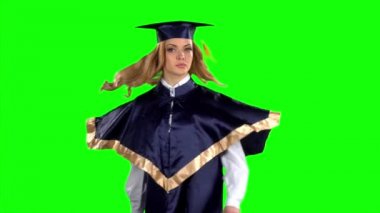 Başgösteren parmak. Mezun. Yeşil ekran. Yavaş çekim