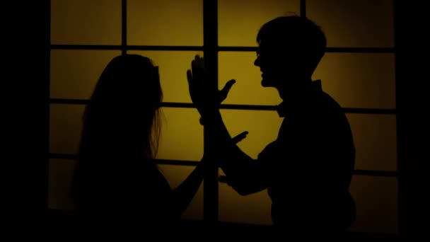 Häusliche Gewalt. Silhouette. Nahaufnahme — Stockvideo