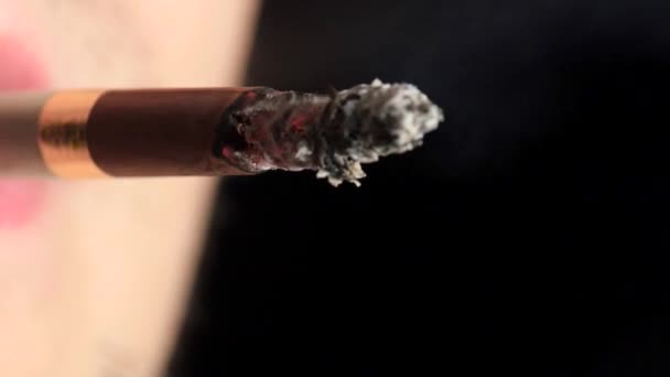 Je respire la cigarette. Noir. Gros plan — Video