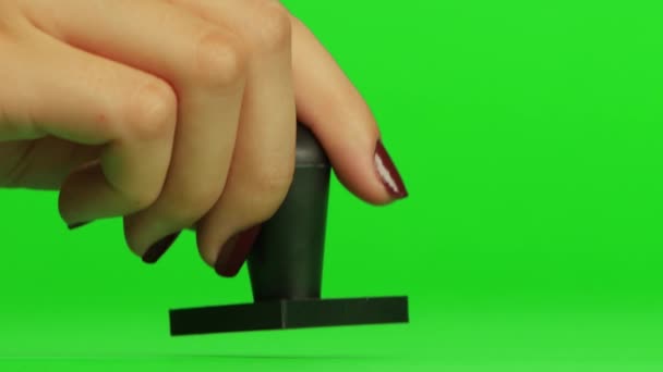 Stamp. Close up. Green screen — Stock Video