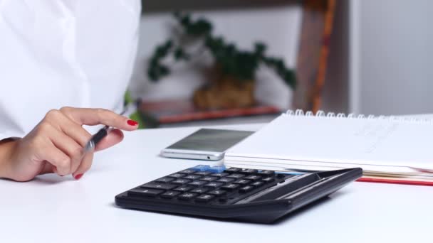 Woman doing calculations — Stock Video