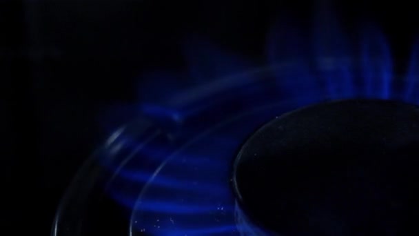 Turn on gas burner. Close up. Slow motion — Stock Video