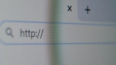 WWW metni ve bilgisayar ekranının imleci olan tarayıcı çubuğu. Süper makro piksel