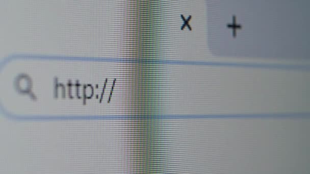 WWWテキストとコンピュータ画面のカーソルを持つブラウザバー。スーパーマクロピクセル — ストック動画