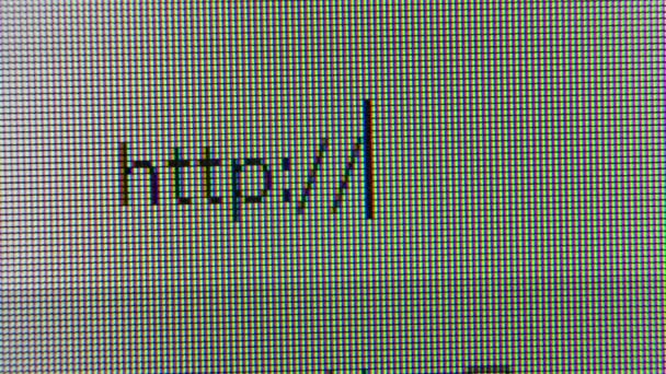 Γραμμή περιήγησης με κείμενο WWW και δρομέα της οθόνης του υπολογιστή. Υπερμακροσκοπικά εικονοστοιχεία. — Αρχείο Βίντεο