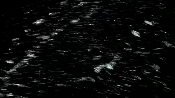 Fluxos energéticos periódicos de água se espalham contra um fundo preto em câmera lenta. Isolado salpicos líquido de perto. — Vídeo de Stock