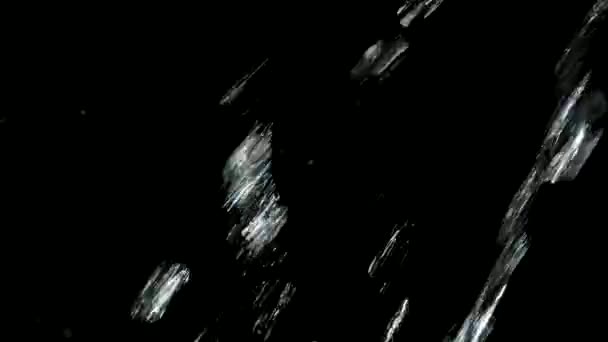 Strömma jetvatten i abstrakt stil på damm svart bakgrund. Abstrakt vätskeform. Närbild i slow motion. — Stockvideo