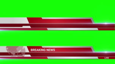 Son dakika haberleri için krom anahtar yeşil arka planda animasyonlu boş üçüncü sıra. Haberler, sunumlar, çevrimiçi medya, sosyal medya, canlı ve TV gibi çeşitli medyaları oluşturmak için kullanılabilir.