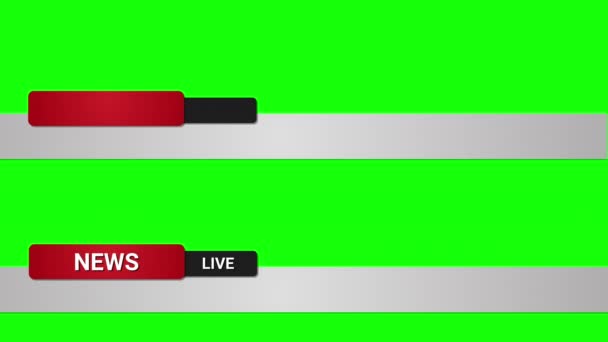 Анимационная третья новость в прямом эфире, студия вещания. Зеленый хроматический ключ. — стоковое видео