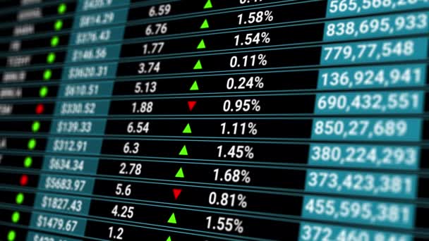 Fundo abstrato com dígitos do mercado de ações. Gráfico de taxa de câmbio animado fundo azul. Conceito financeiro. Dados do mercado de ações em exibição. — Vídeo de Stock