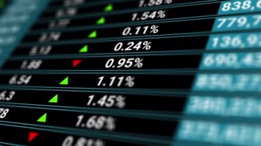 Hisse senedi alım-satımı için açık piyasa varken borsa izleme ekranı. İş ekonomisi ve finans kavramı.