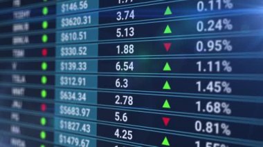 Borsa verilerinin bir ızgara üzerinde işlenip işlenmesinin animasyonu. Küresel ekonomi borsa konsepti dijital kompozisyon.