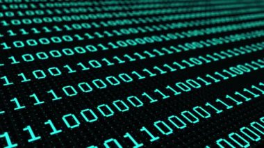 Fütürist dijital veri ikili kod yeşil renk ekranı. Dijital soyut arkaplan. Siber teknoloji.