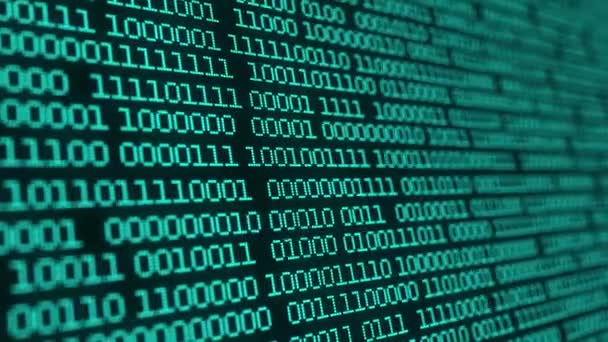 Concepto de era digital. Algoritmo código binario, interfaz hud, código de datos, descifrado y codificación, fondo de matriz de fila. — Vídeo de stock