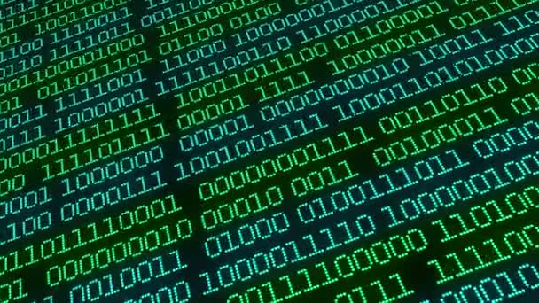 Informatie binaire code in de cyberruimte. Digitale technologische screensaver. Algoritme binaire van het digitale tijdperk, data code, encryptie en codering achtergrond. Digitale gegevensstroom. — Stockvideo