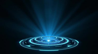 Hologram. Gelecekçi bilim kurgu arayüzü. Teknoloji geçmişi. Teknoloji başlığı ve geçmişi için iyi, haber başlığı iş tanıtımı ekran koruyucusu.