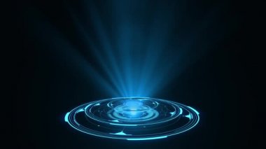 Hologram. Gelecekçi bilim kurgu arayüzü. Teknoloji geçmişi. Teknoloji başlığı ve geçmişi için iyi, haber başlığı iş tanıtımı ekran koruyucusu.