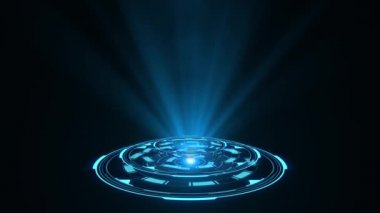 Hologram. Gelecekçi bilim kurgu arayüzü. Teknoloji geçmişi. Teknoloji başlığı ve geçmişi için iyi, haber başlığı iş tanıtımı ekran koruyucusu.