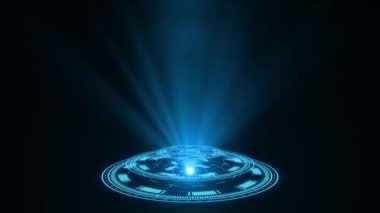 Hologram. Gelecekçi bilim kurgu arayüzü. Teknoloji geçmişi. Teknoloji başlığı ve geçmişi için iyi, haber başlığı iş tanıtımı ekran koruyucusu.