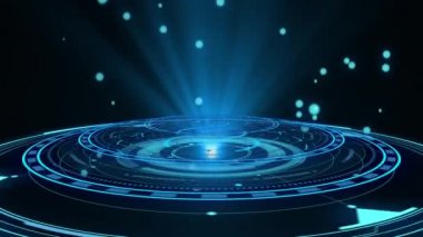 Mavi hologram HUD daire arayüzleri. Dijital veri ağı koruması, gelecekteki teknoloji ağı kavramı. Her türlü yüksek teknoloji, bilim, teknoloji ya da fütürist konsept için mükemmel..