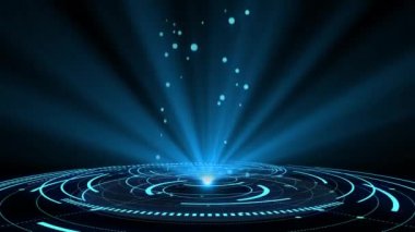Mavi hologram HUD daire arayüzleri. Dijital veri ağı koruması, gelecekteki teknoloji ağı kavramı. Her türlü yüksek teknoloji, bilim, teknoloji ya da fütürist konsept için mükemmel..