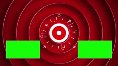 Animasyon bitiş başlığı mavi hatırlatıcı düğmesi olan metin yok ve kırmızı 3D halkalar arka planında video için iki şablon. Yeşil ekran krom anahtarı.
