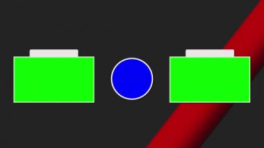 Animasyon bitiş başlığı mavi hatırlatıcı düğmesi olan metin yok ve hareket eden ovallerin geometrik arkaplanındaki video için iki şablon. Yeşil ekran krom anahtarı.