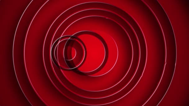 Titolo finale animazione nessun testo con un pulsante di promemoria blu e un modello di video su uno sfondo rosso anelli a spirale. Chiave cromatica schermo verde. — Video Stock