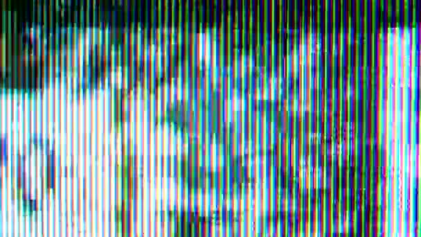 Pixels in het werkende oude analoge tv-scherm close-up. Rode, blauwe en groene stip maken de afbeelding op het scherm. Een Macro. Sluiten.. — Stockvideo