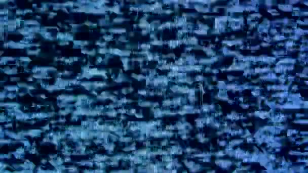 Vieux éclats de VHS et bruit statique sur le fond noir. TV Noise Footage, signal analogique avec de mauvaises interférences. Macro gros plan. — Video