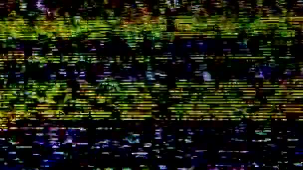 VHS vady, hluk a artefakty, závady ze staré VHS pásky. Vizuální video efekty pruhy, TV obrazovka šum závada efekt. Uzavření makra. — Stock video