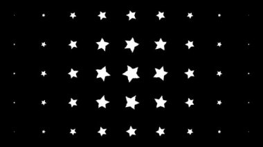 Siyah arkaplandaki beyaz yıldızların oluşturduğu dinamik bileşim. Eski model canlandırması.