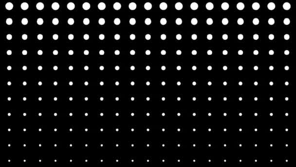 Динамическая черно-белая композиция с масштабированием точек. Ретро и винтажный рисунок анимации — стоковое видео