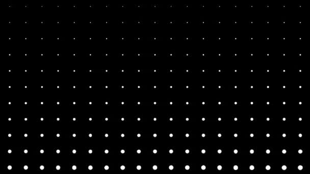 Composición dinámica en blanco y negro con escalado de puntos. Animación de patrones retro y vintage — Vídeos de Stock
