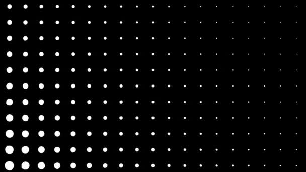 Dynamische zwart-wit compositie met puntjes op de schaal. Retro en vintage patroon animatie — Stockvideo